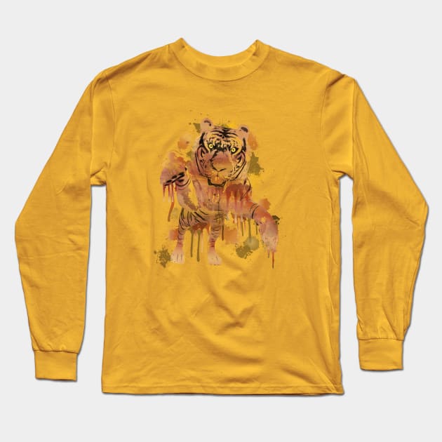 Tiger Splash! Long Sleeve T-Shirt by Ancello